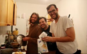 Ross Goodman-Brown cooking with his Flatmates