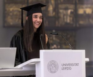 Speech by a graduate. Photo: Swen Reichhold.